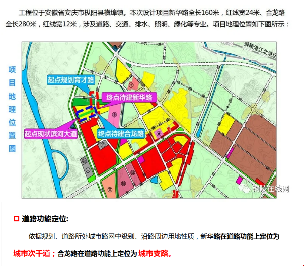 于枞阳县横埠镇新华路,合龙路道路工程规划方案批前公示